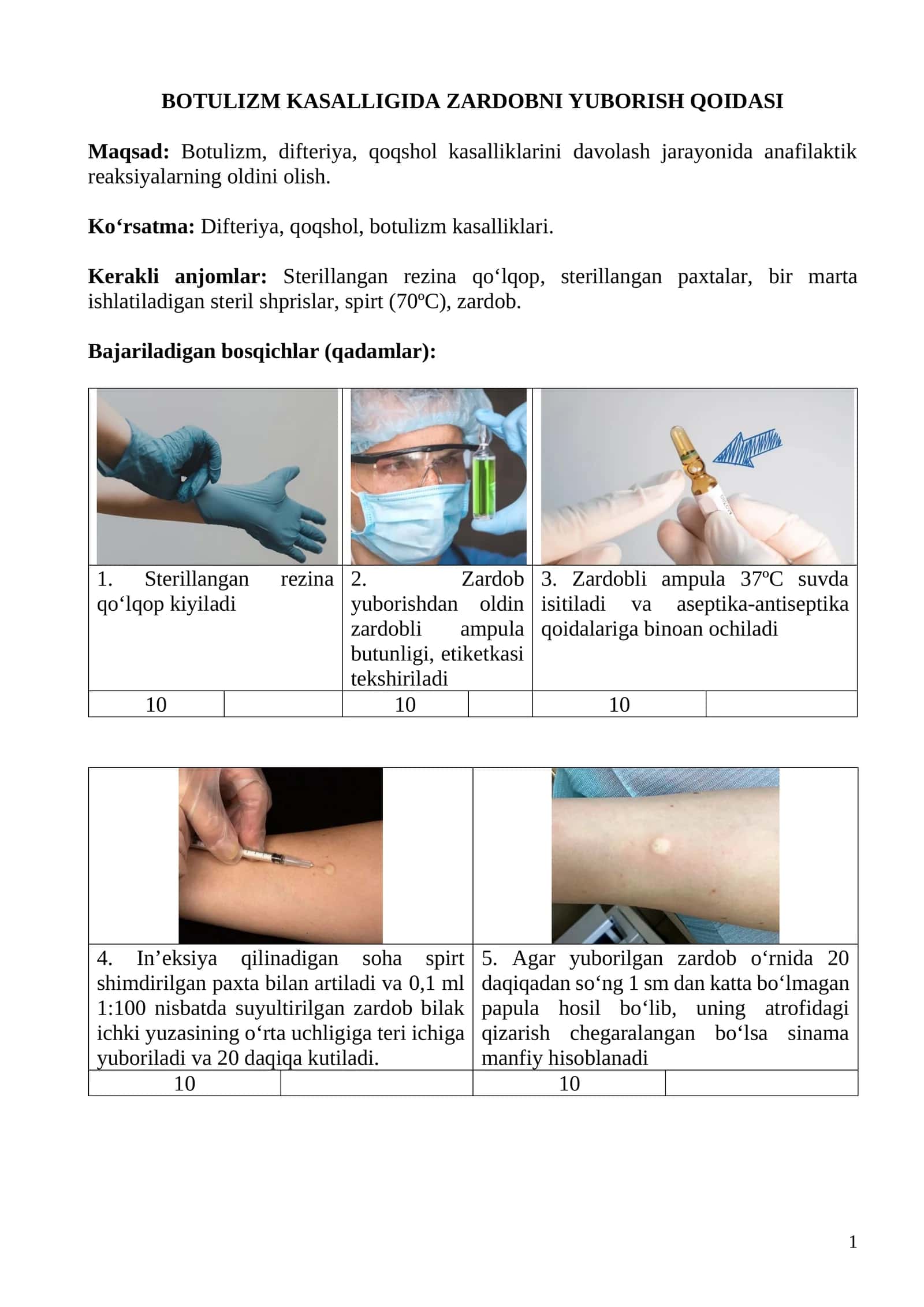 BOTULIZM KASALLIGIDA ZARDOBNI YUBORISH QOIDASI 1
