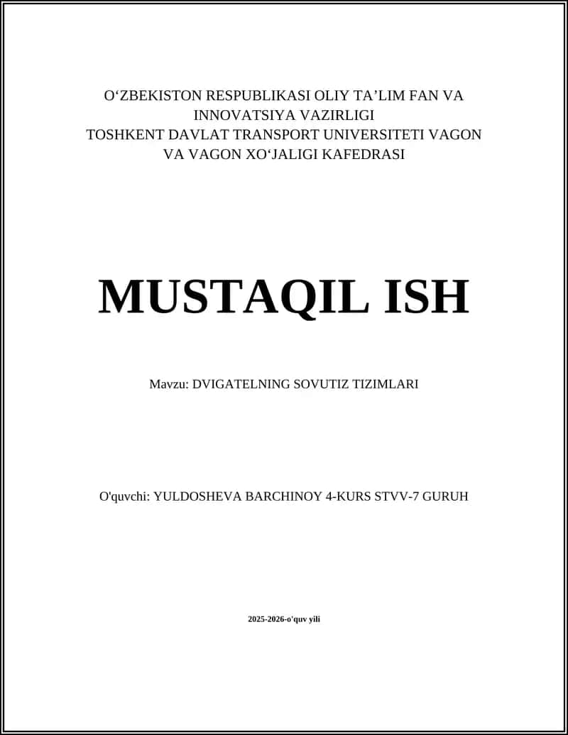 DVIGATELNING SOVUTIZ TIZIMLARI 1