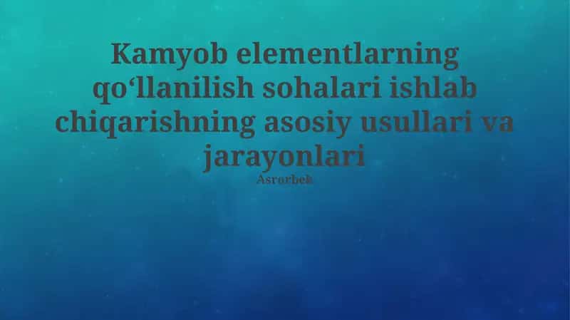 Nodir yer elementlarining qo'llanish sohalari 1