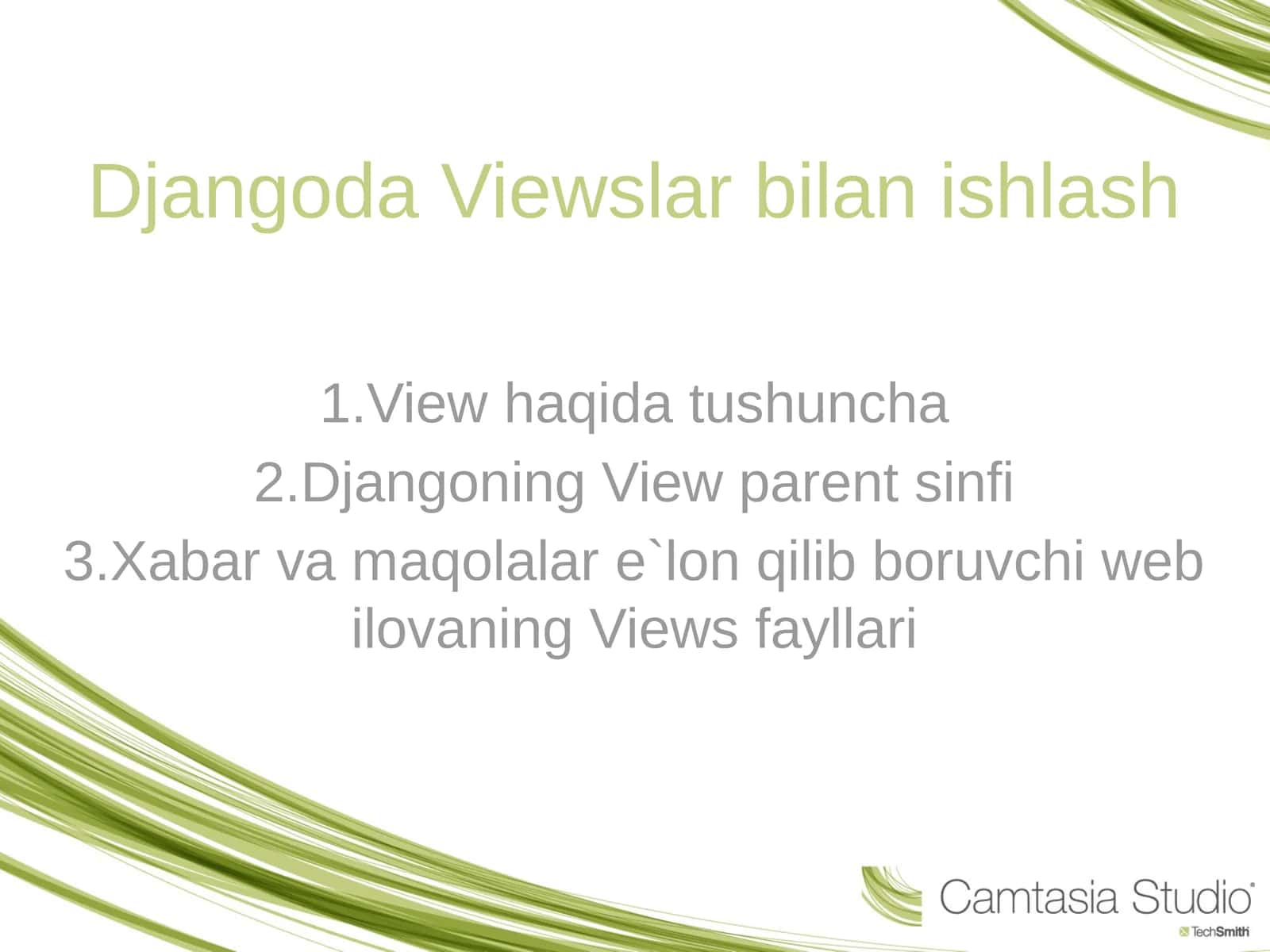 Djangoda Viewslar bilan ishlash 1