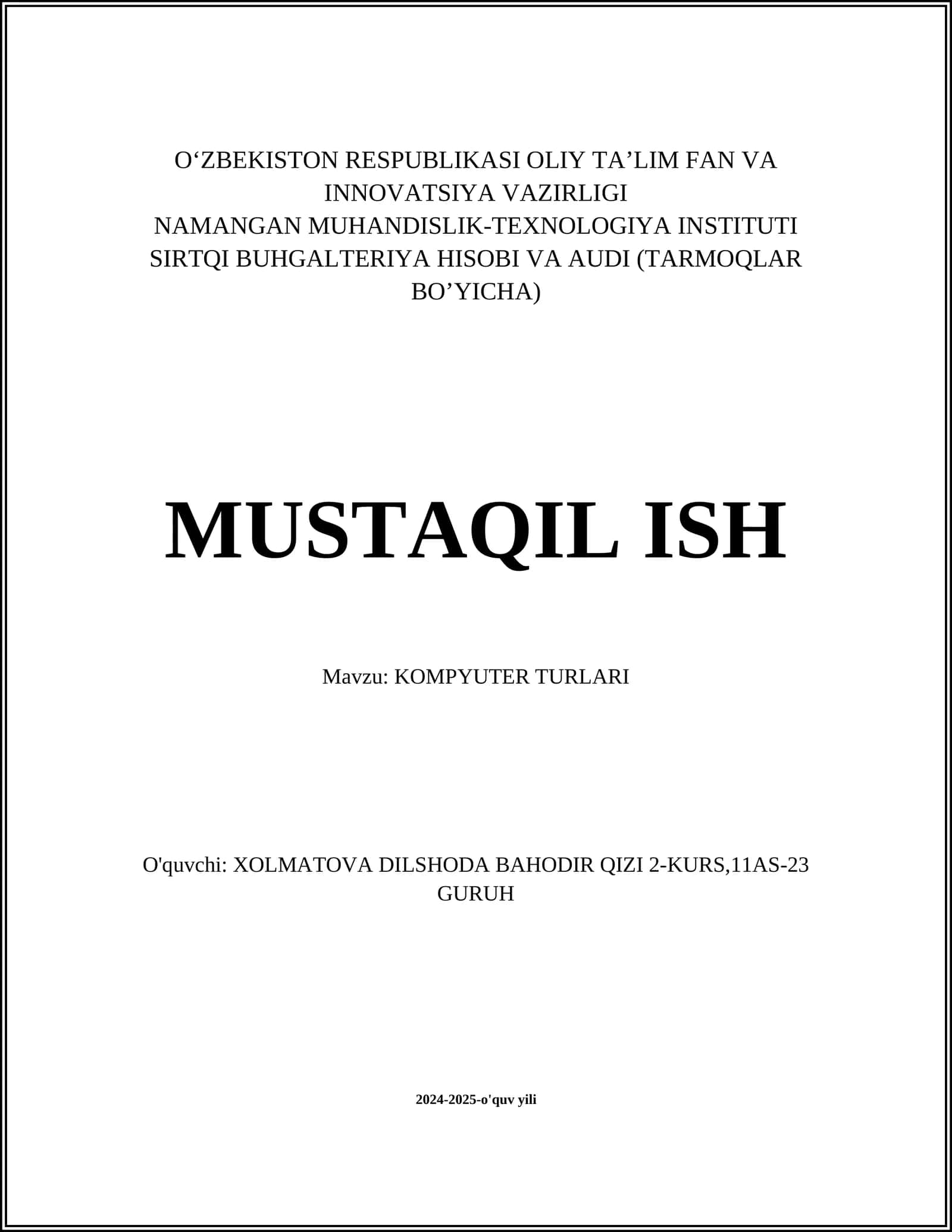 KOMPYUTER TURLARI 1
