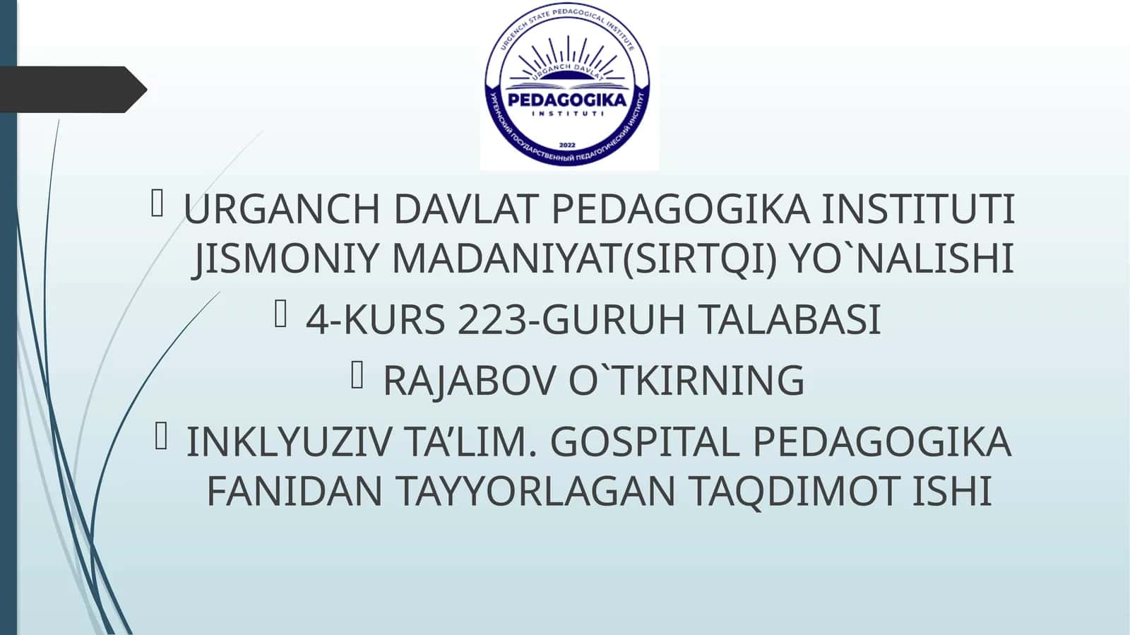 Inklyuziv ta'limni amalga oshirish jarayoni alohida yordamga muhtoj bolaning shaxsini rivojlantirishning xususiyatlari. 1