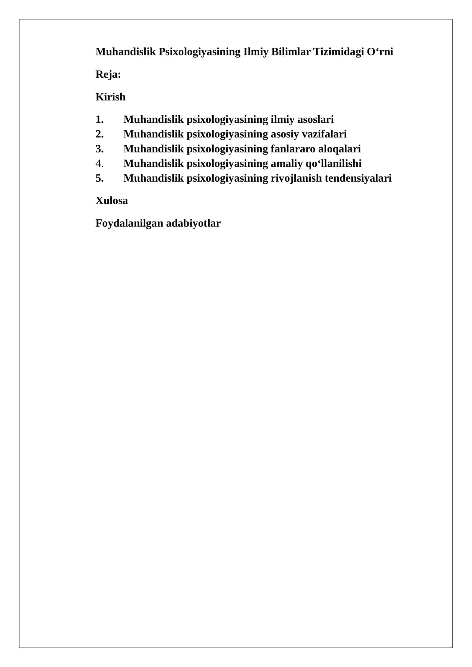 Muhandislik Psixologiyasining Ilmiy Bilimlar Tizimidagi O‘rni 1