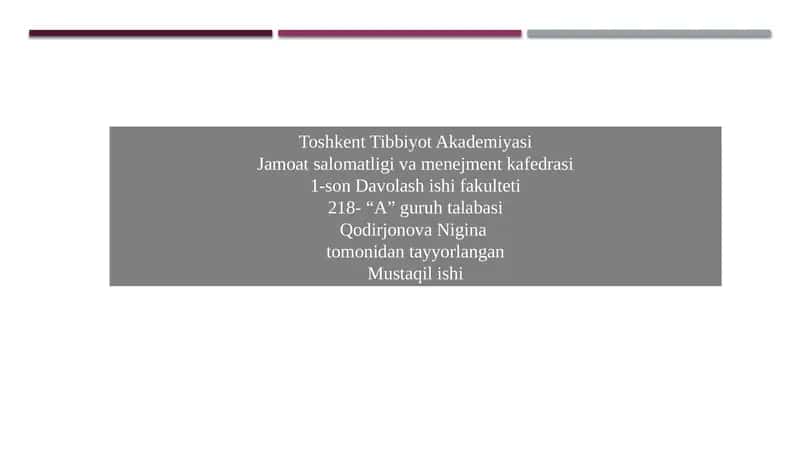 Mustaqil ishi: Ma’lumotlarning bibliografik bazasi va uning mohiyati 1
