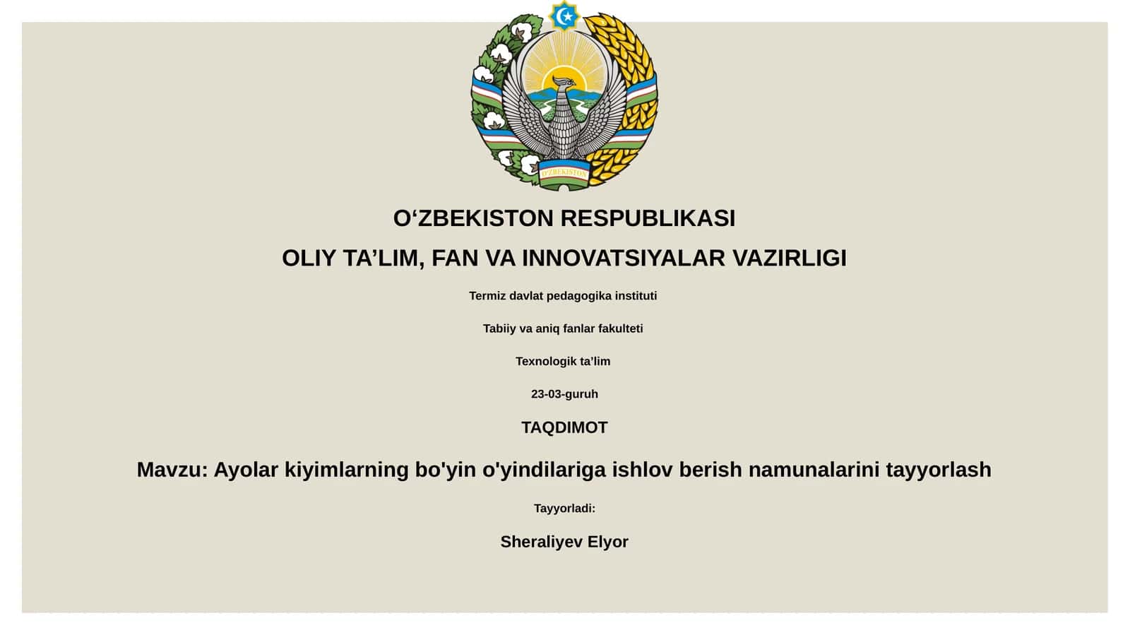 Ayolar kiyimlarning bo'yin o'yindilariga ishlov berish namunalarini tayyorlash 1