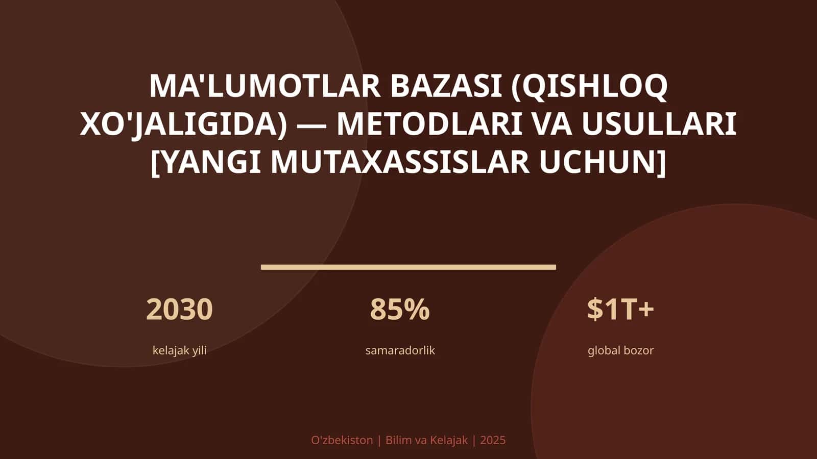Ma'lumotlar bazasi (qishloq xo'jaligida) — metodlari va usullari [yangi mutaxassislar uchun] 1