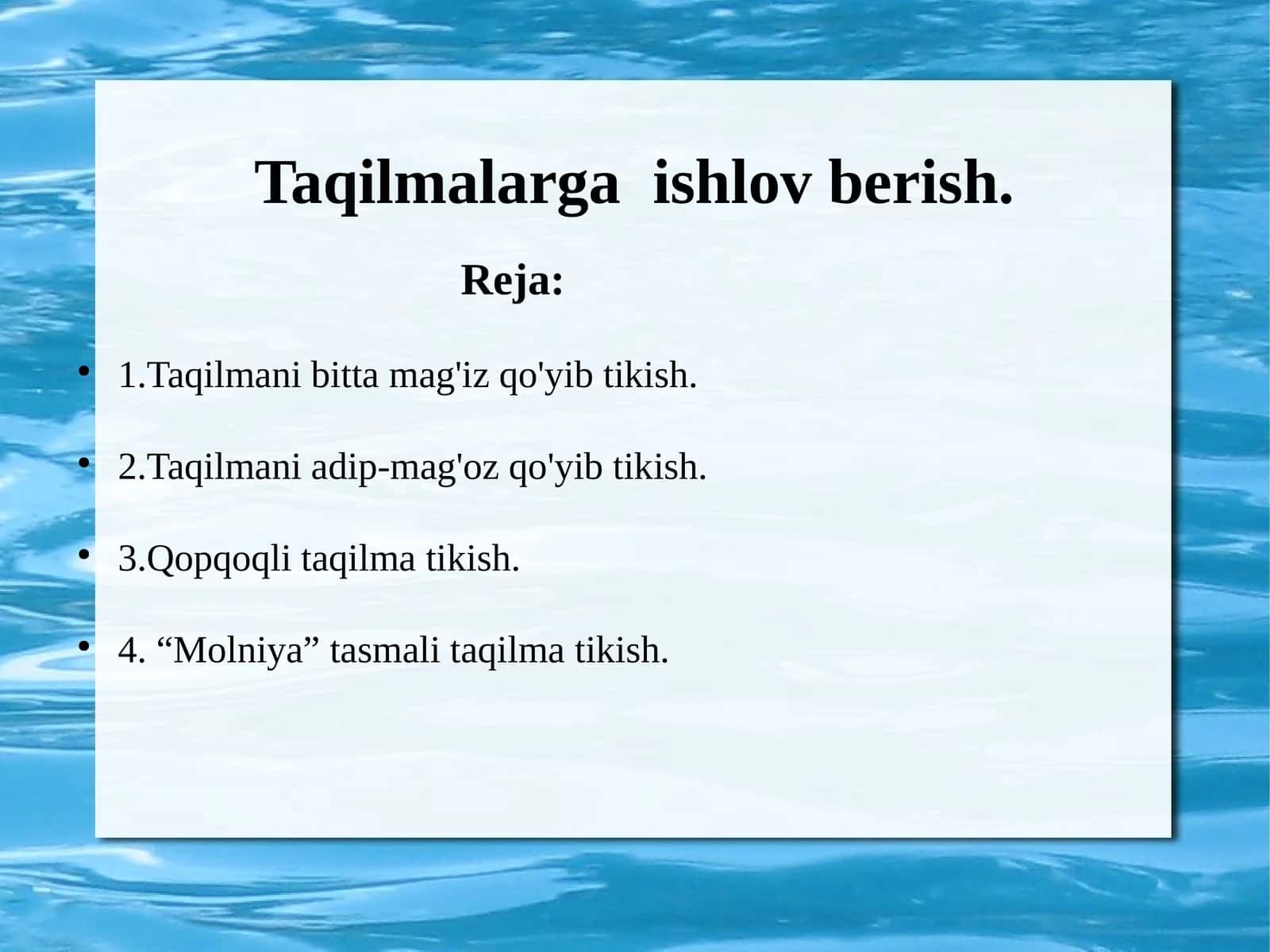Taqilmalarga ishlov berish 1