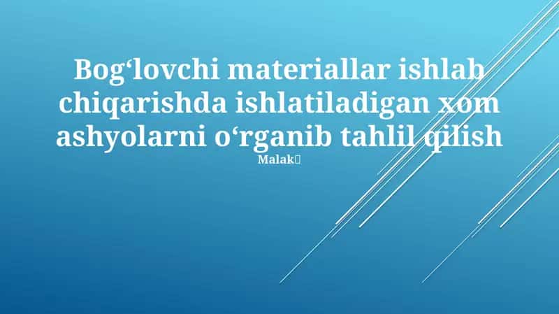 Xom ashyo tahlili 1
