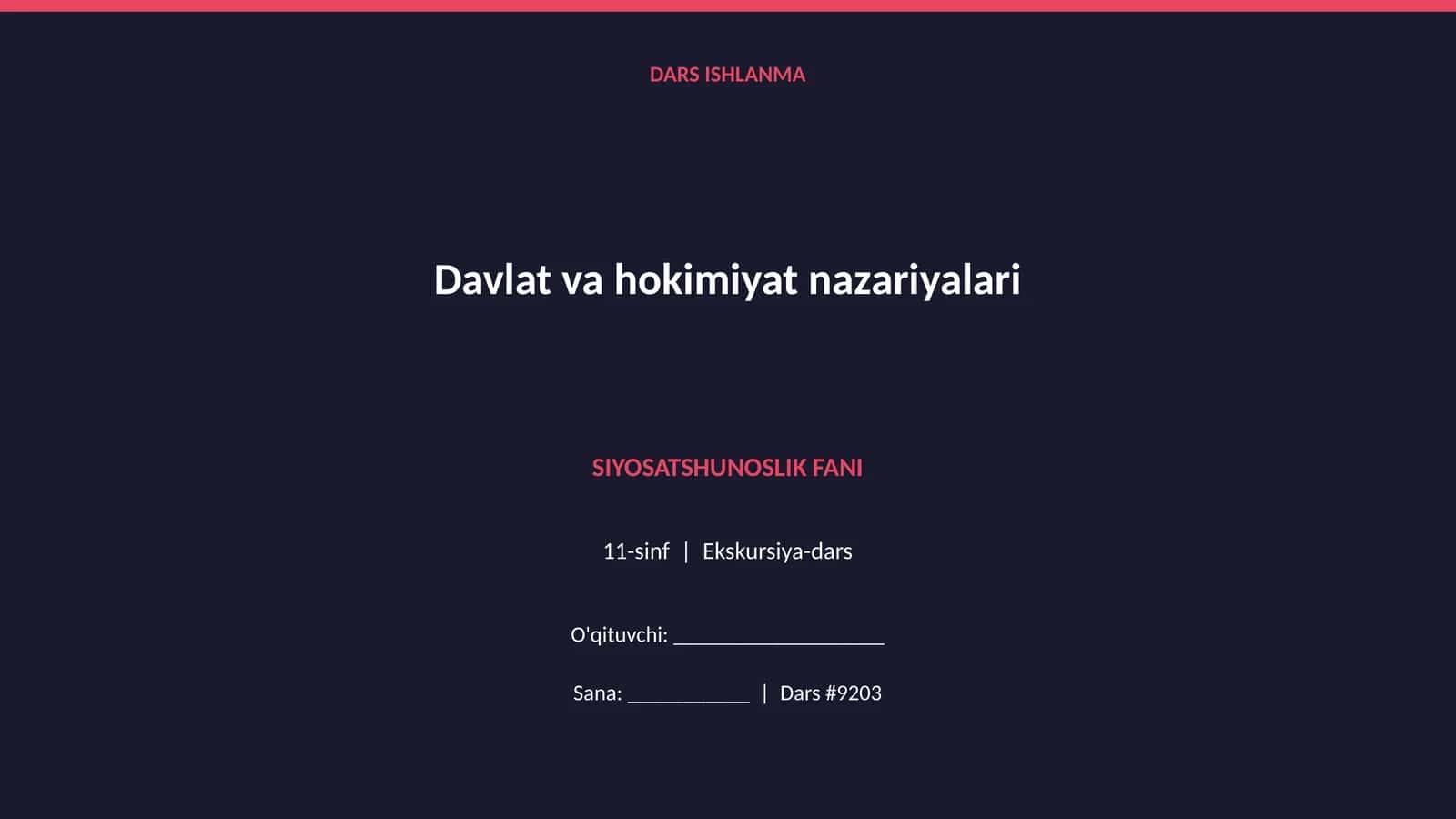 Davlat va hokimiyat nazariyalari 1