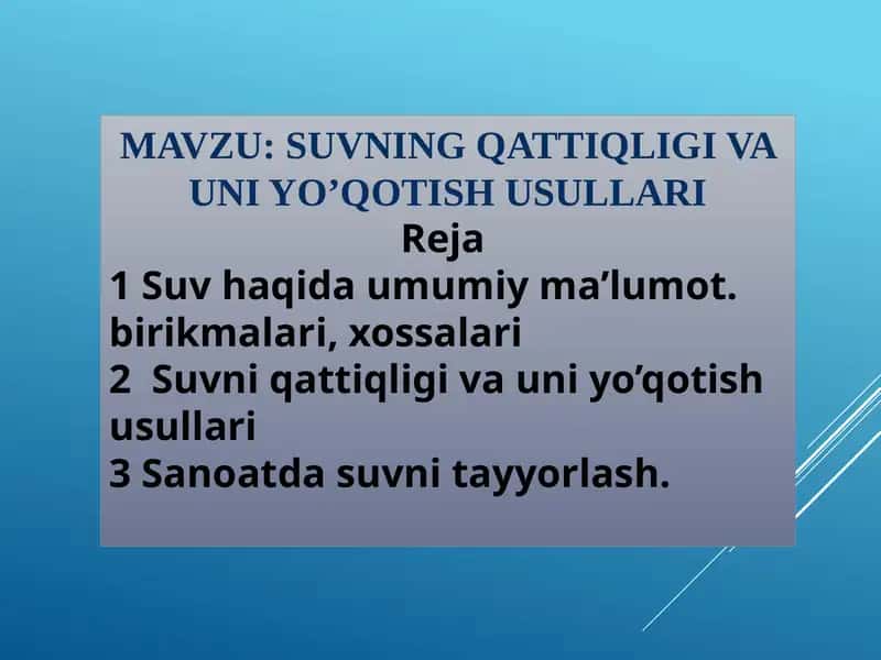 Suvning Qattiqligi va Uni Yo’qotish Usullari 1