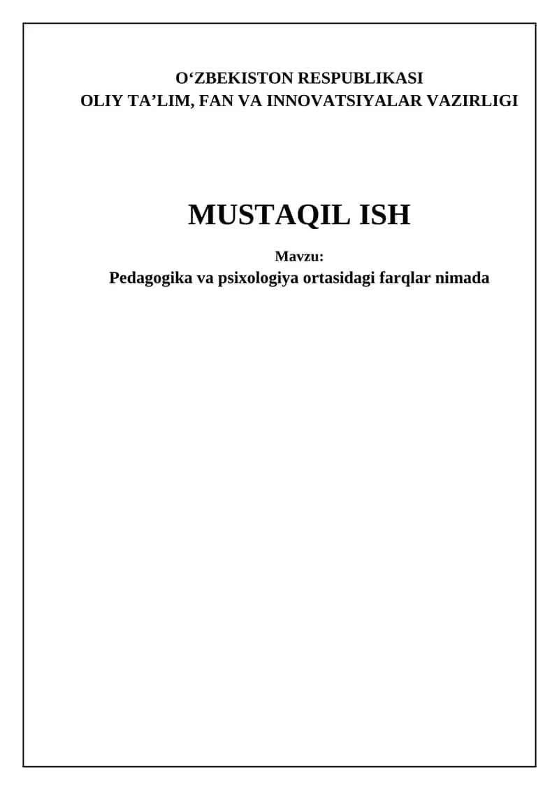 Pedagogika va Psixologiya: Farqlar va O'zaro Bog'liqlik 1