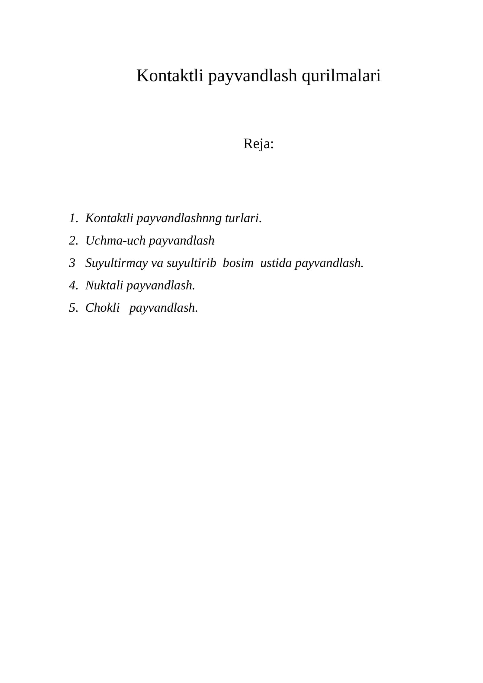 Kontaktli payvandlash qurilmalari 1