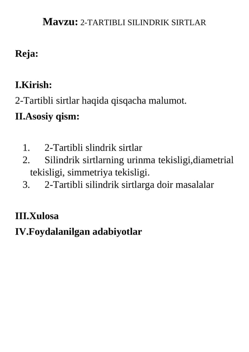 2-TARTIBLI SILINDRIK SIRTLAR 1