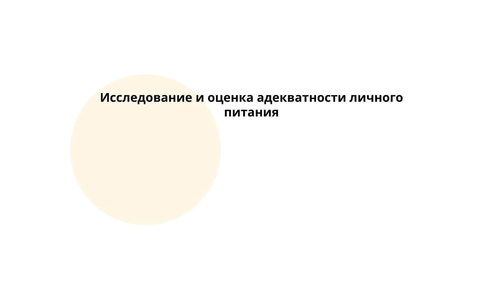 Исследование и оценка адекватности личного питания 1