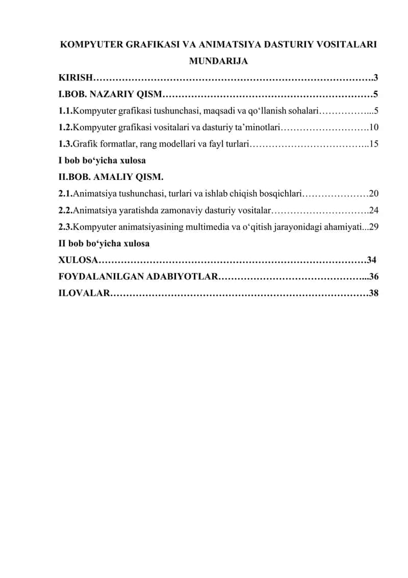 KOMPYUTER GRAFIKASI VA ANIMATSIYA DASTURIY VOSITALARI 1