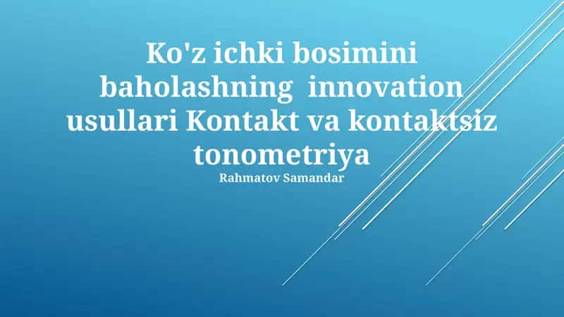 Kontakt va kontaktsiz tonometriya 1