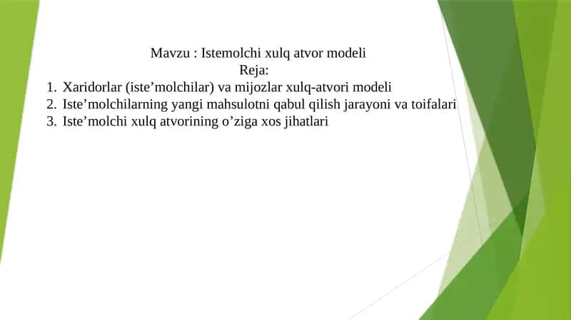 Istemolchi xulq atvor modeli 1