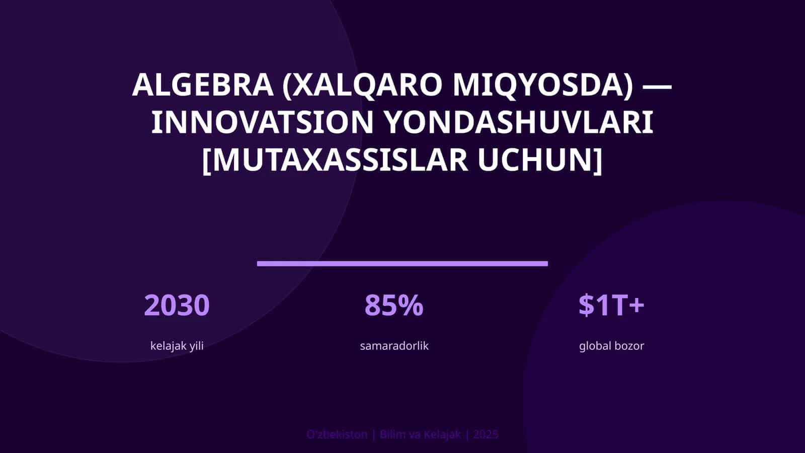 Algebra (xalqaro miqyosda) — innovatsion yondashuvlari [mutaxassislar uchun] 1