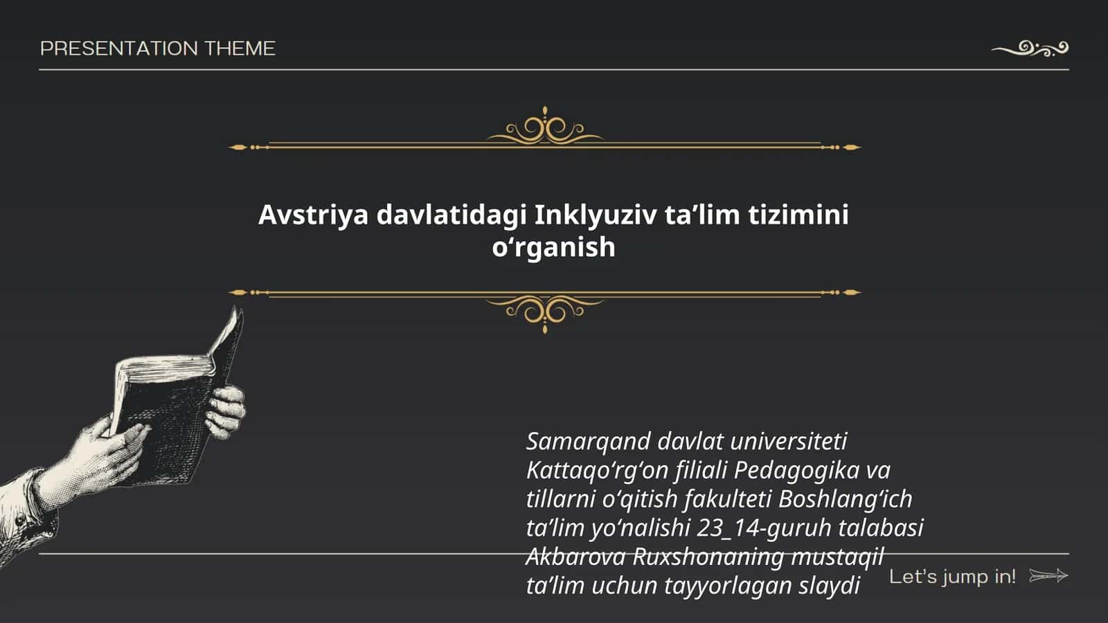 Akbarova Ruxshonaning mustaqil taʼlim uchun tayyorlagan slayd 1