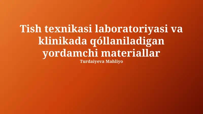 Dental laboratoriya uskunalariga kirish va gigiena vositalari 1