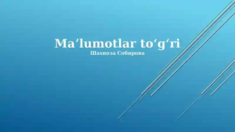 Ma'lumotlar to'g'ri 1