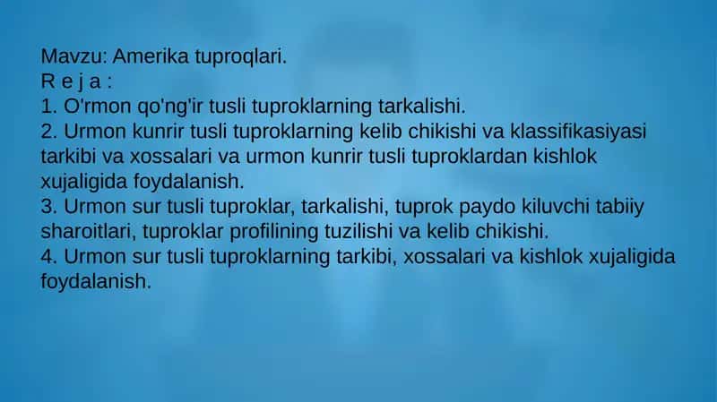 Amerika tuproqlari 1