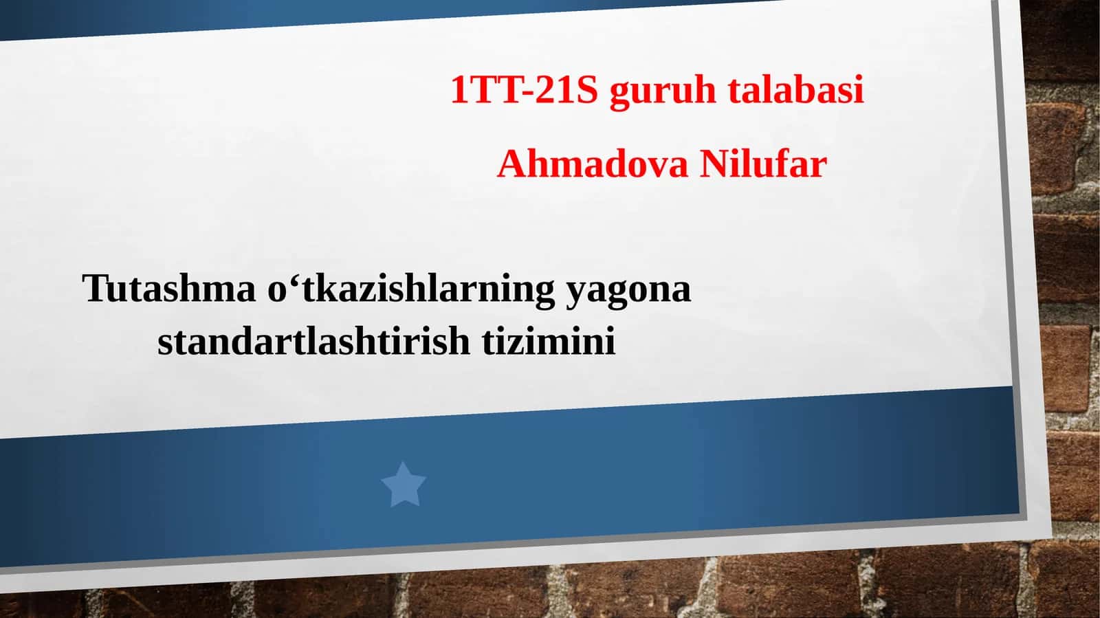 Tutashmao‘tkazishlarning yagona standartlashtirish tizimini 1