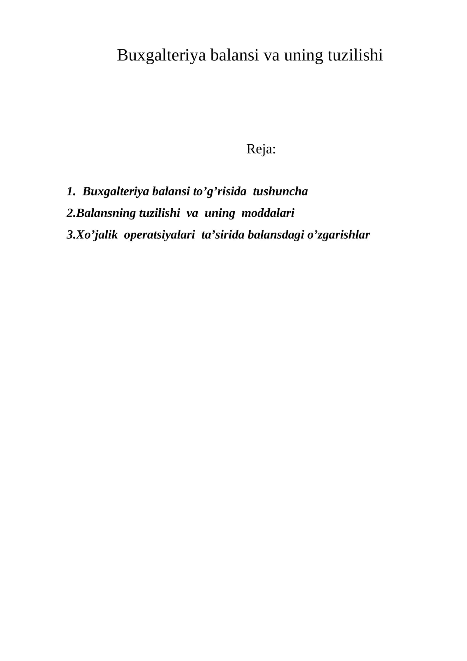 Buxgalteriya balansi va uning tuzilishi 1
