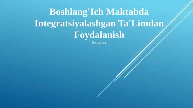 Integratsiyalashgan Ta'lim 1