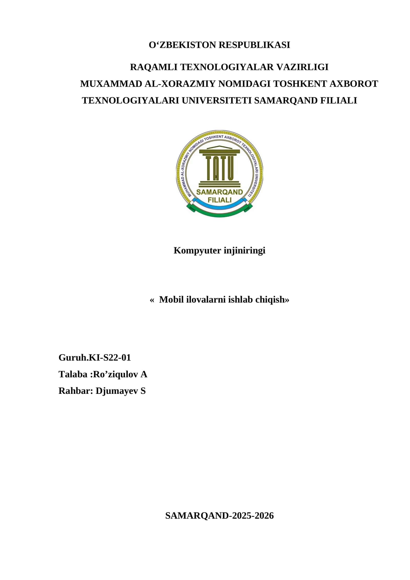O‘qigan maktabim ilovasi 1 ta oynasi(User interfeysi-UI)ni Flutterda tayyorlash 1