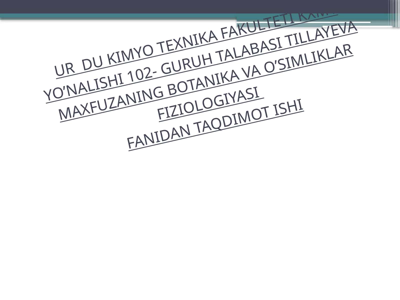 O'Simliklar Morfologiyasi 1