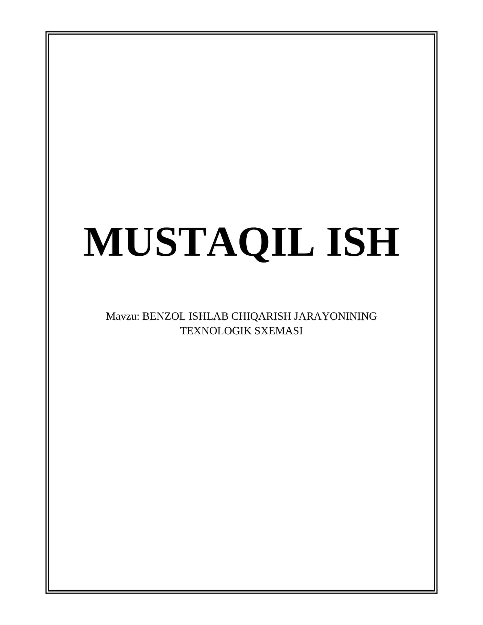 BENZOL ISHLAB CHIQARISH JARAYONINING TEXNOLOGIK SXEMASI 1