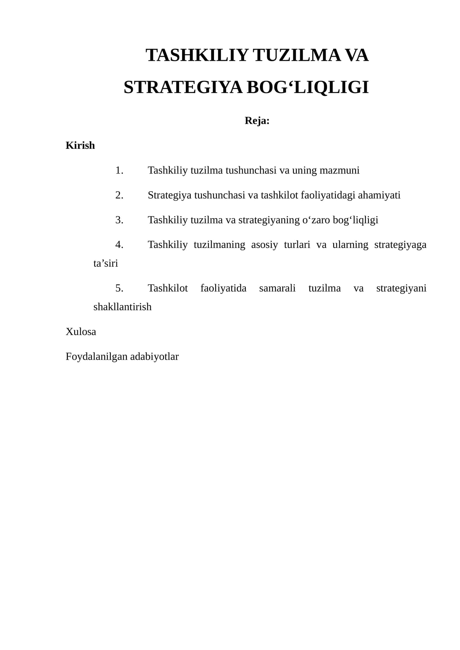 TASHKILIY TUZILMA VA STRATEGIYA BOG‘LIQLIGI 1