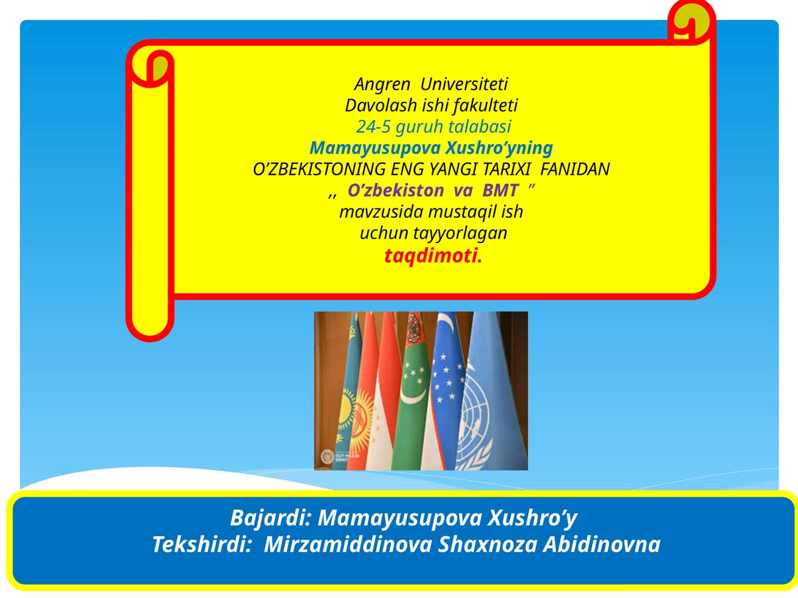 O’ZBEKISTONING ENG YANGI TARIXI FANIDAN 1