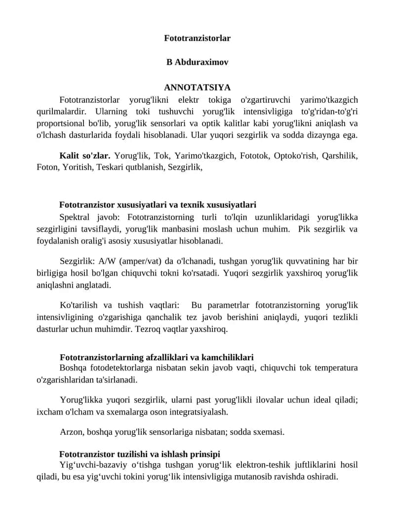 Fototranzistorlar 1