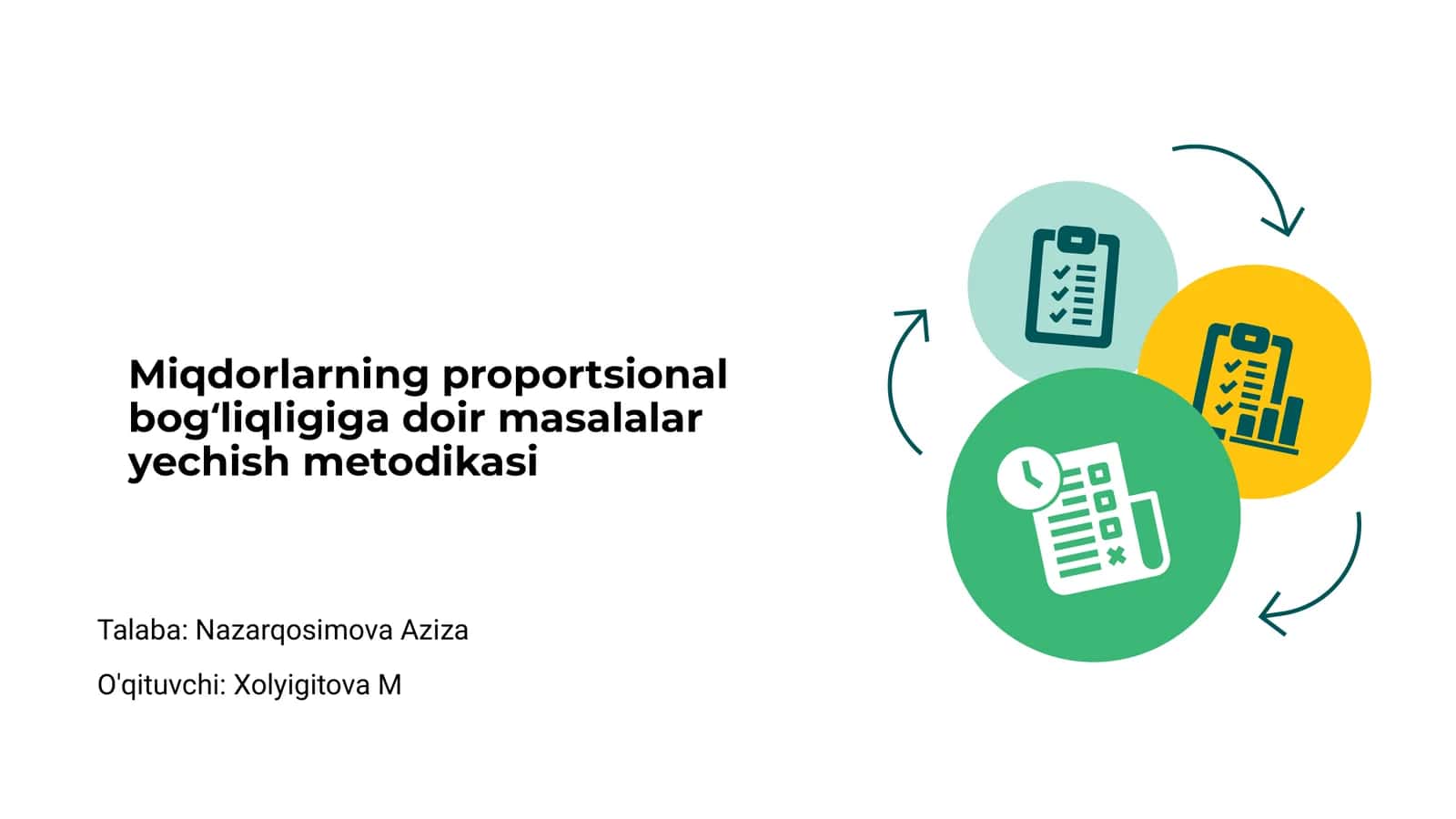 Miqdorlarning proportsional bog‘liqligiga doir masalalar yechish metodikasi 1