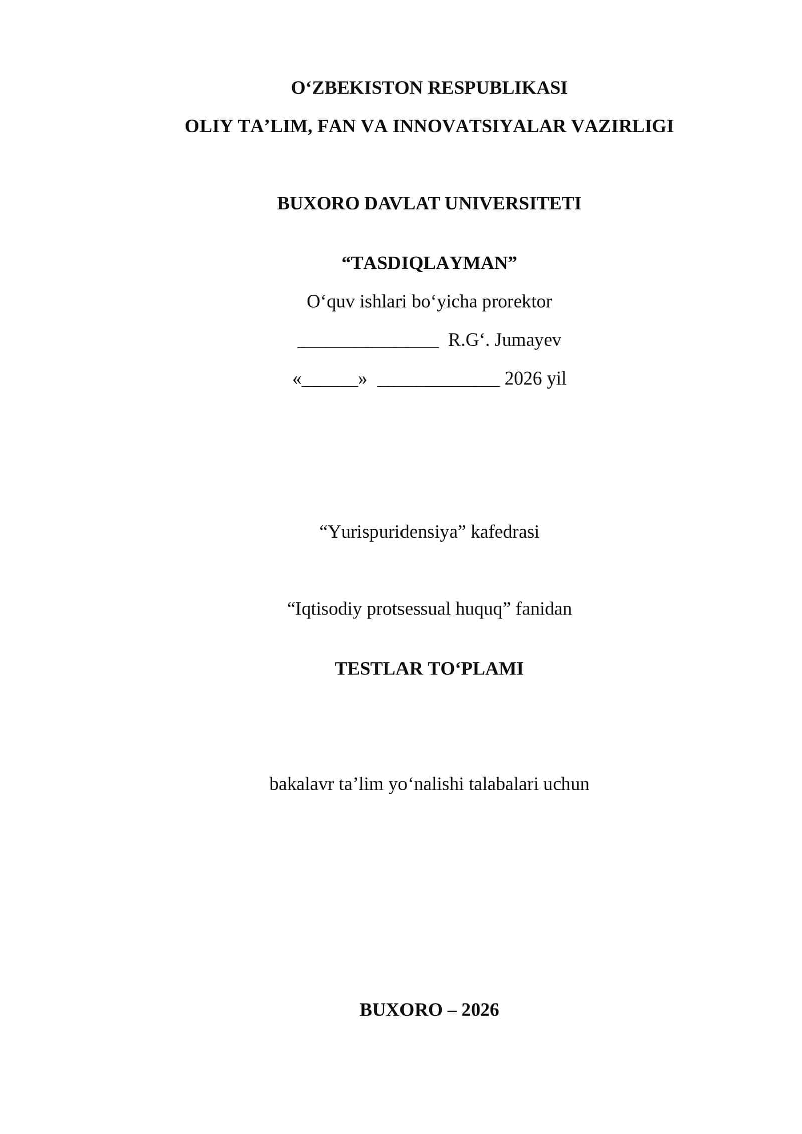 Iqtisodiy protsessual huquq fanidan testlar 1