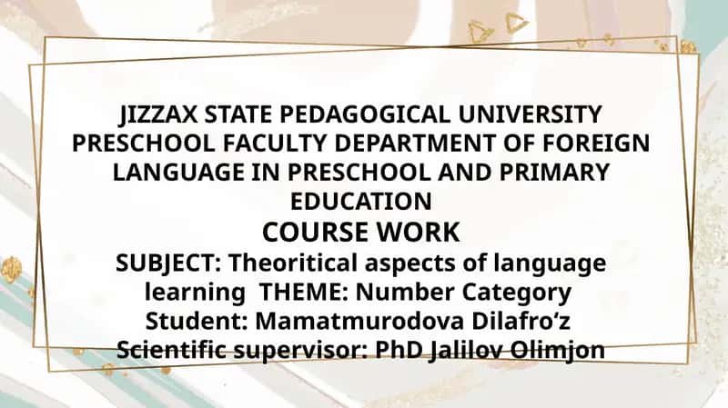 Theoritical aspects of language learning 1