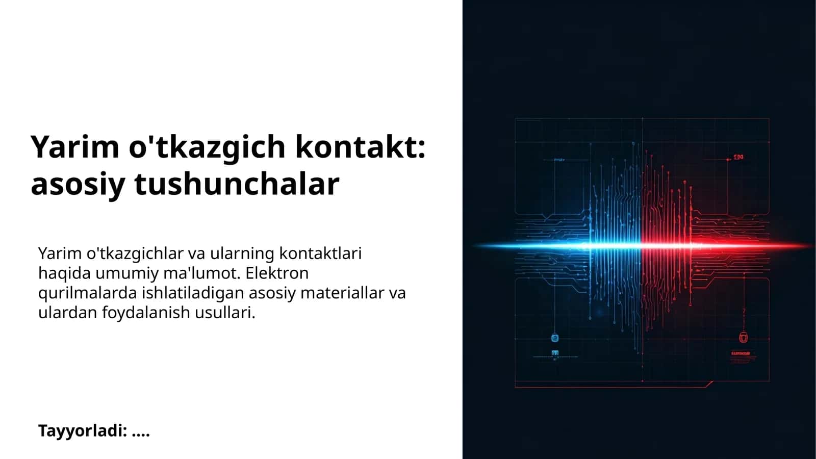 Yarim o'tkazgich kontakt: asosiy tushunchalar 1
