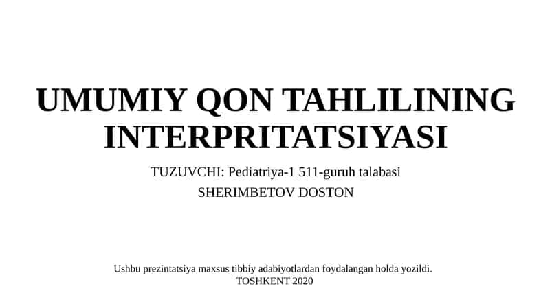 UMUMIY QON TAHLILINING INTERPRETATSIYASI 1