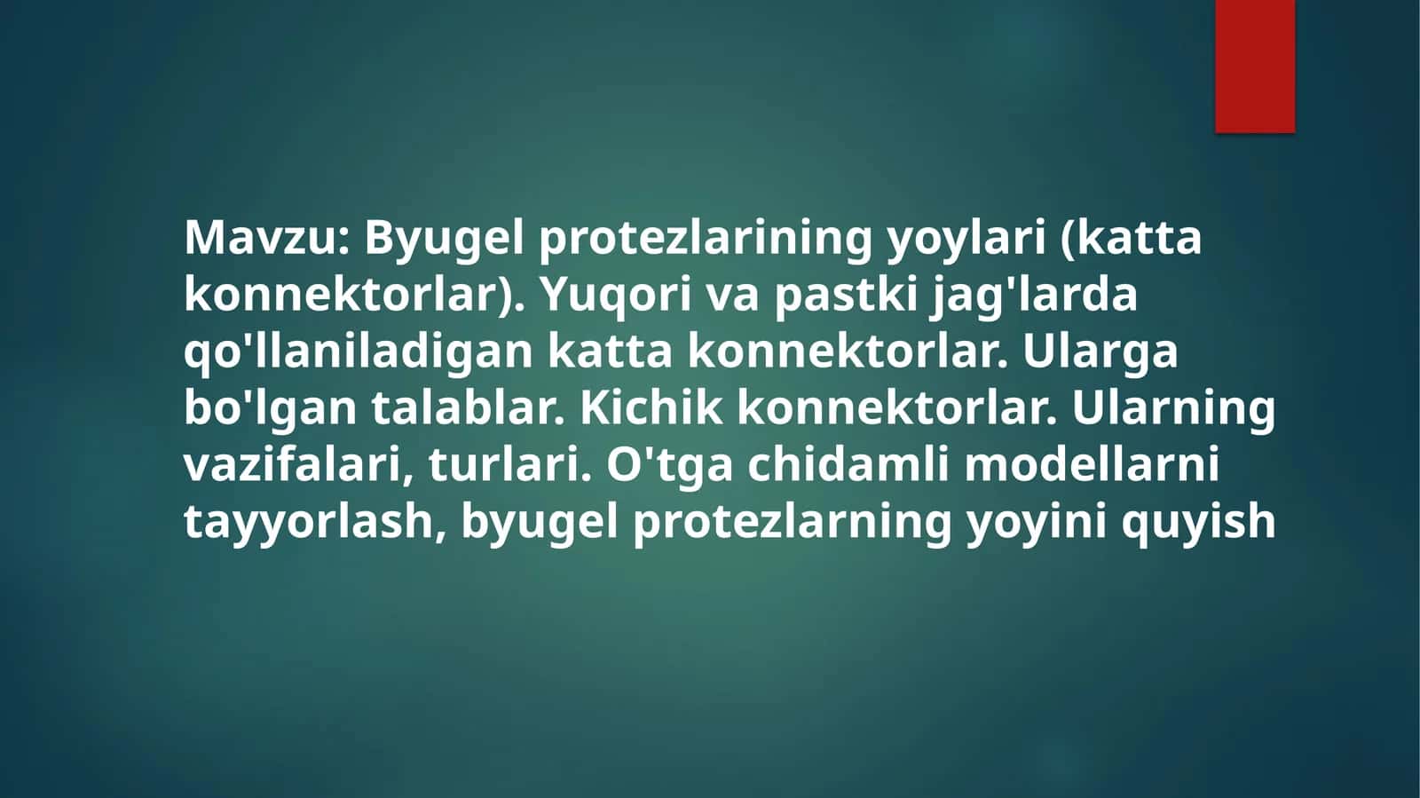 Byugel protezlarining yoylari (katta konnektorlar) 1