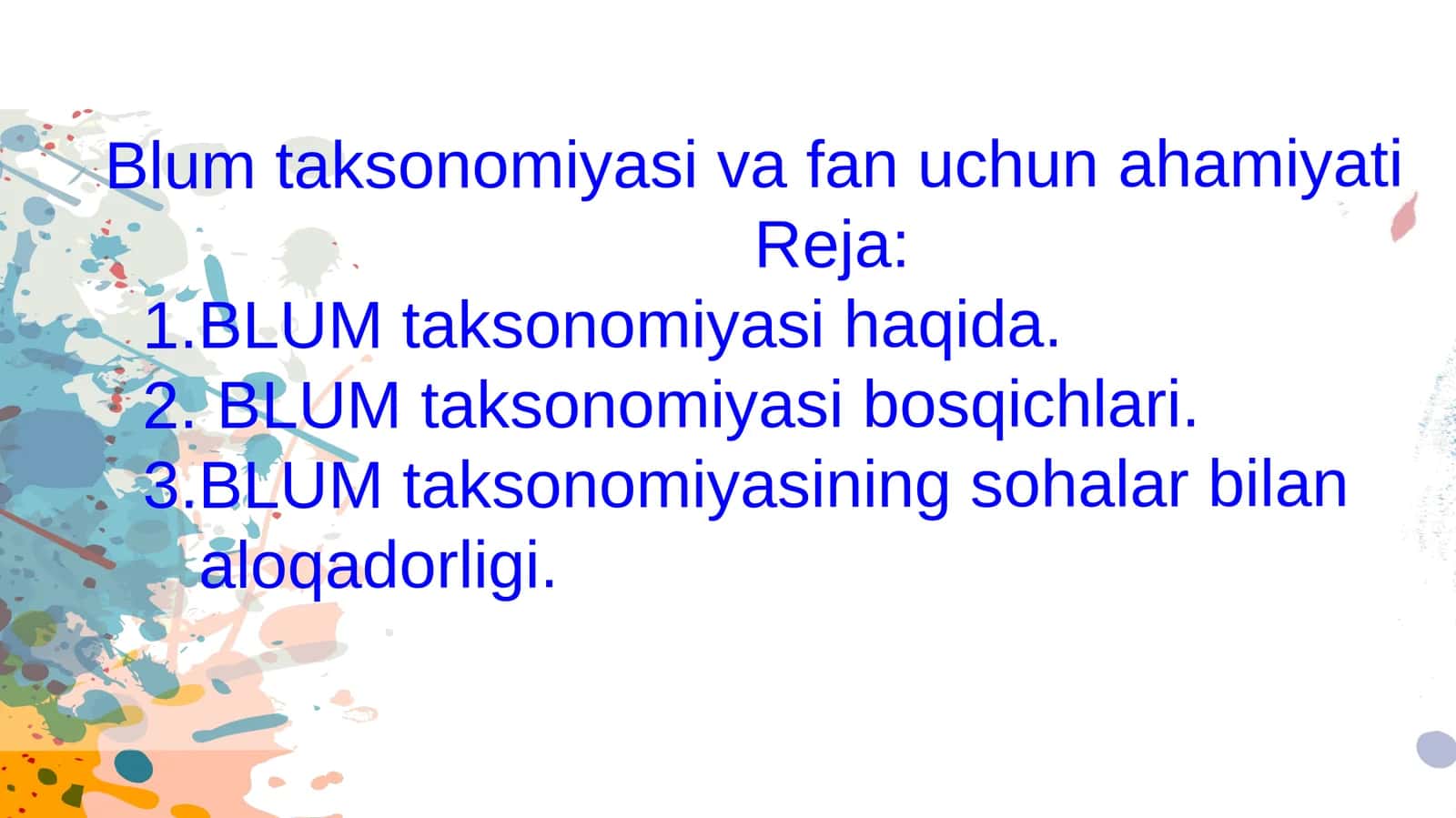 Blum taksonomiyasi va fan uchun ahamiyati 1