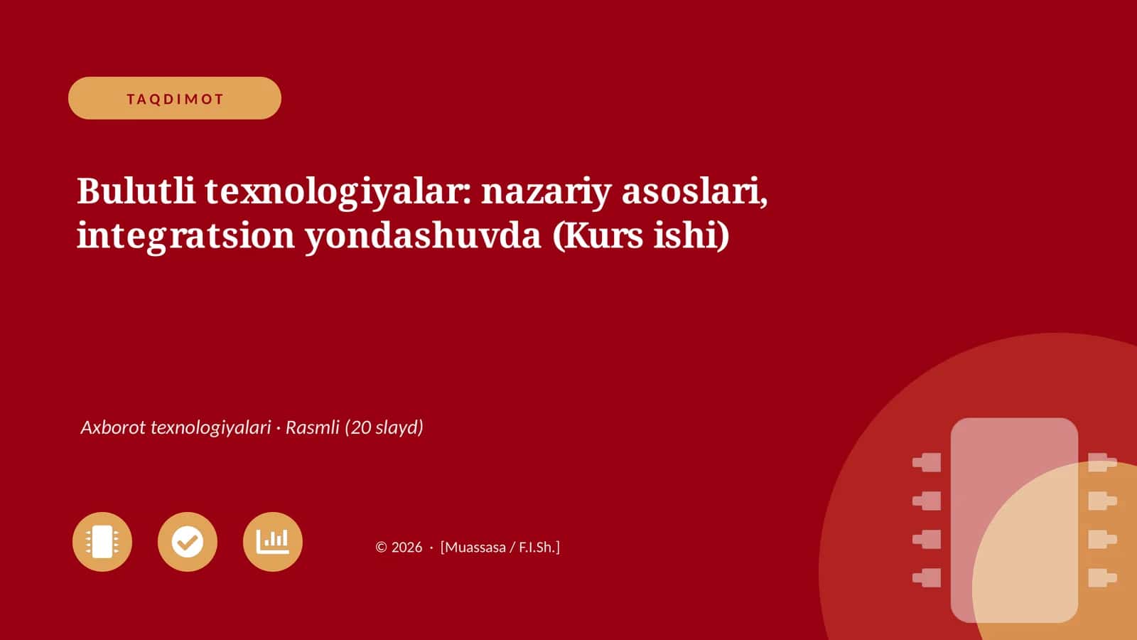 Bulutli texnologiyalar: nazariy asoslari, integratsion yondashuvda (Kurs ishi) 1