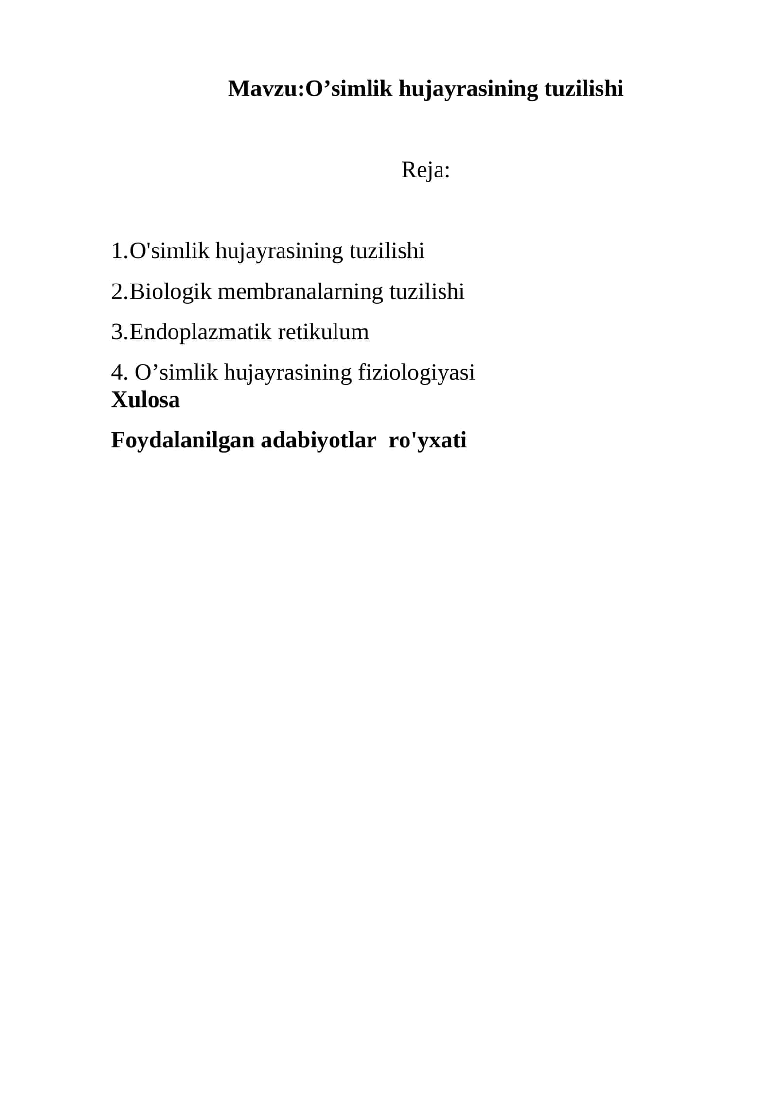 O’simlik hujayrasining tuzilishi 1