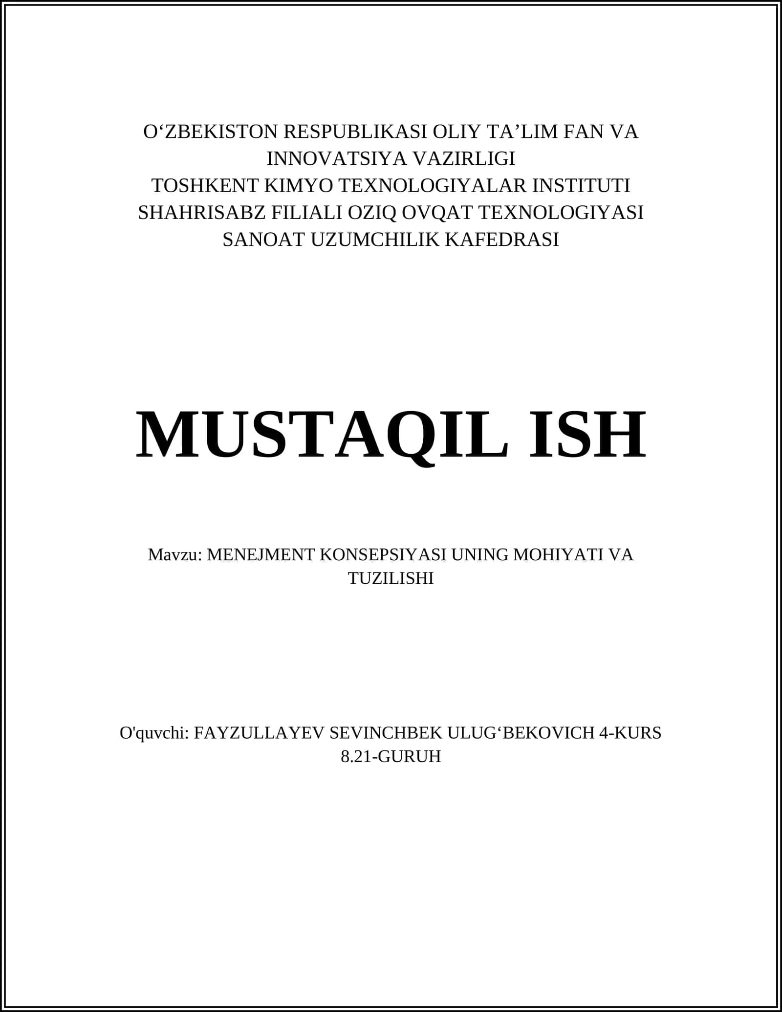 MENEJMENT KONSEPSIYASI UNING MOHIYATI VA TUZILISHI 1