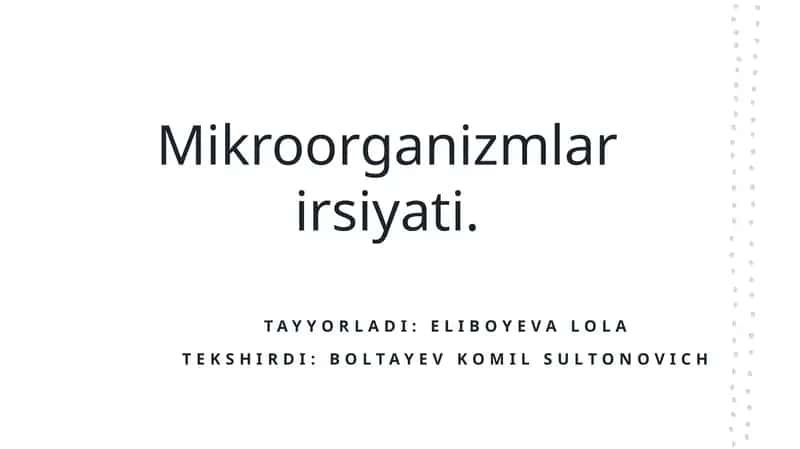 Mikroorganizmlar irsiyati 1