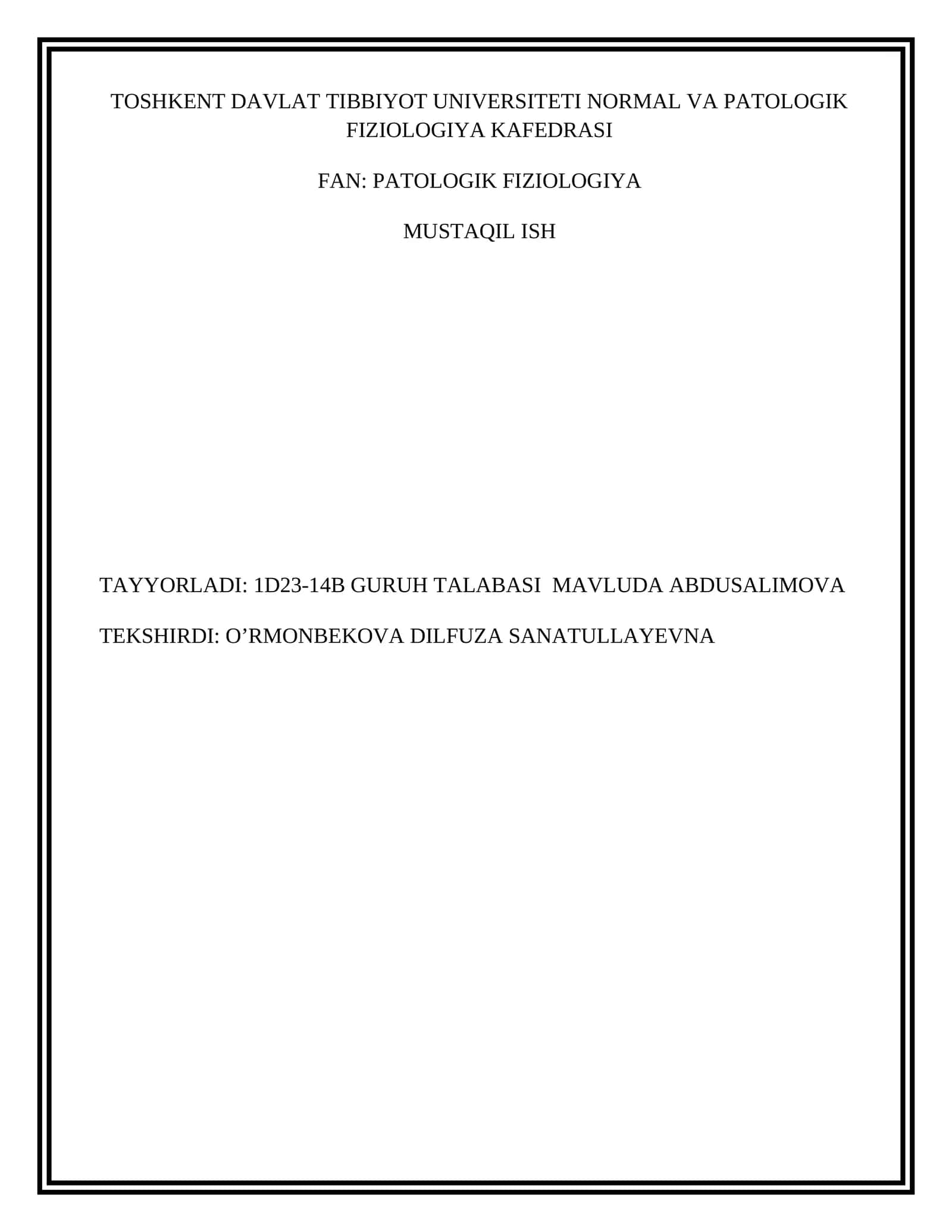 PATOLOGIK FIZIOLOGIYA 1
