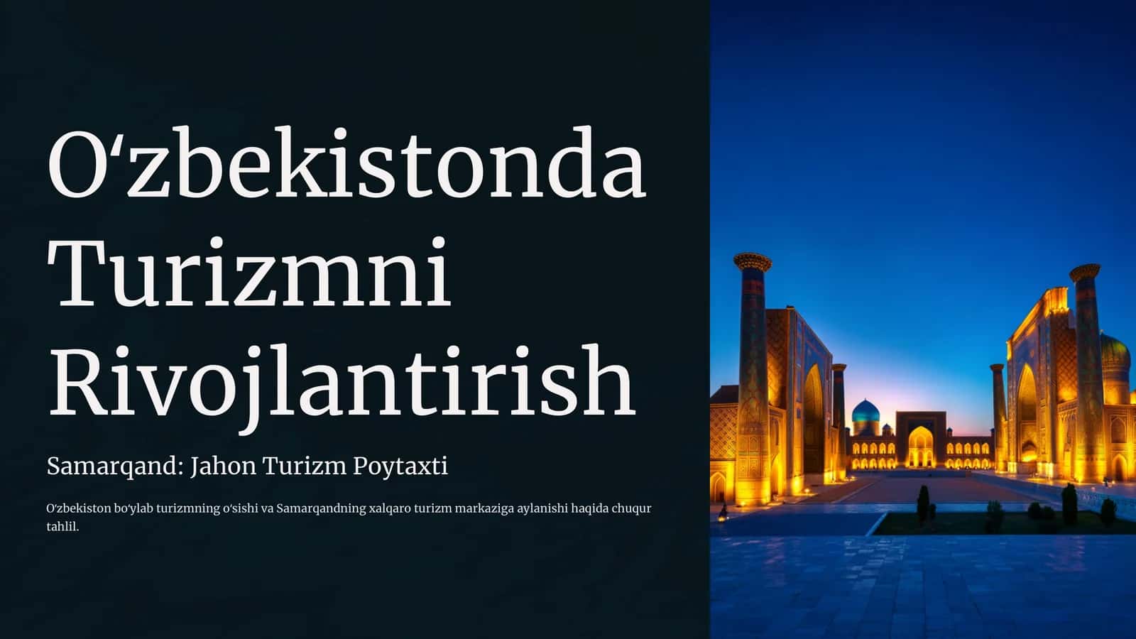 Oʻzbekistonda Turizmni Rivojlantirish 1