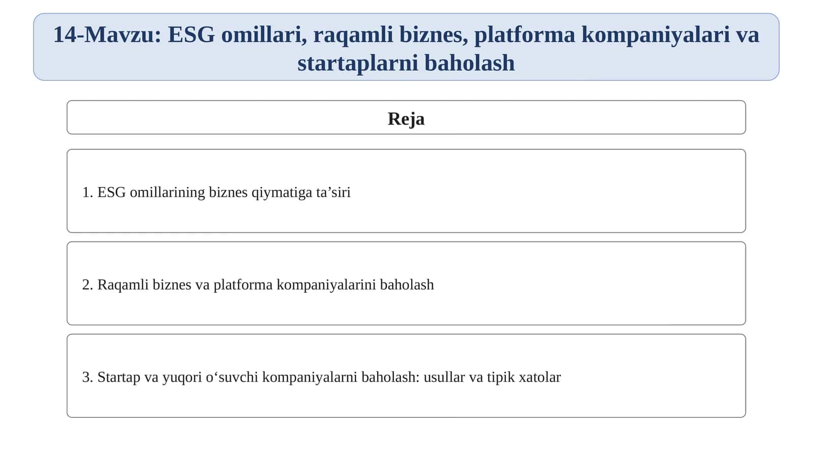 ESG omillari, raqamli biznes, platforma kompaniyalari va startaplarni baholash 1