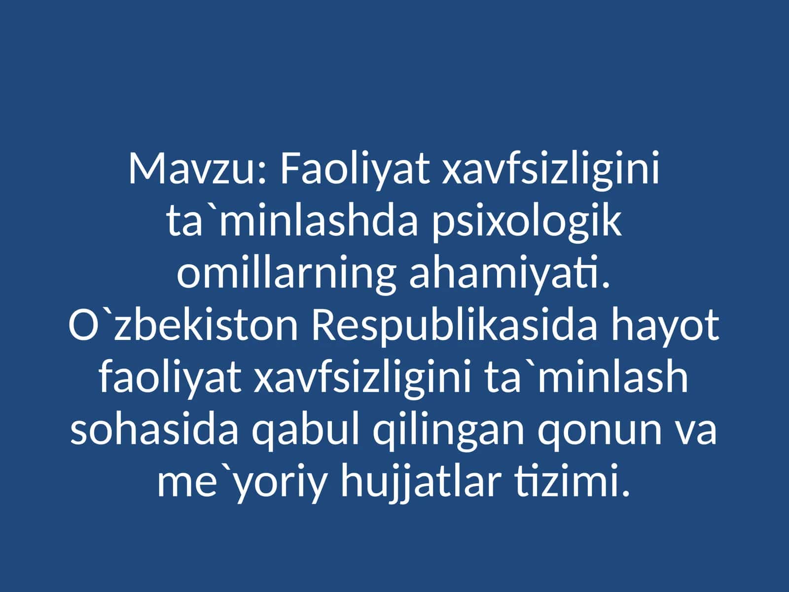 Psixologik omillar va faoliyat xavfsizligi tushunchasi 1